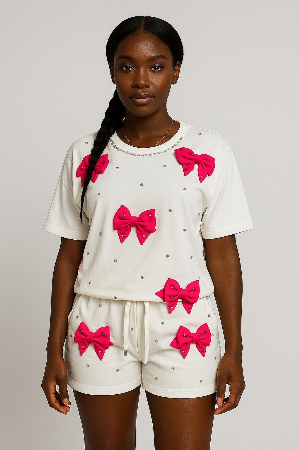 2 Piece Set White/Pink