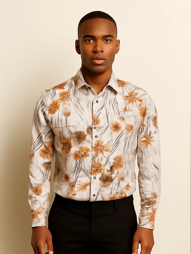 Mens Floral Button Up