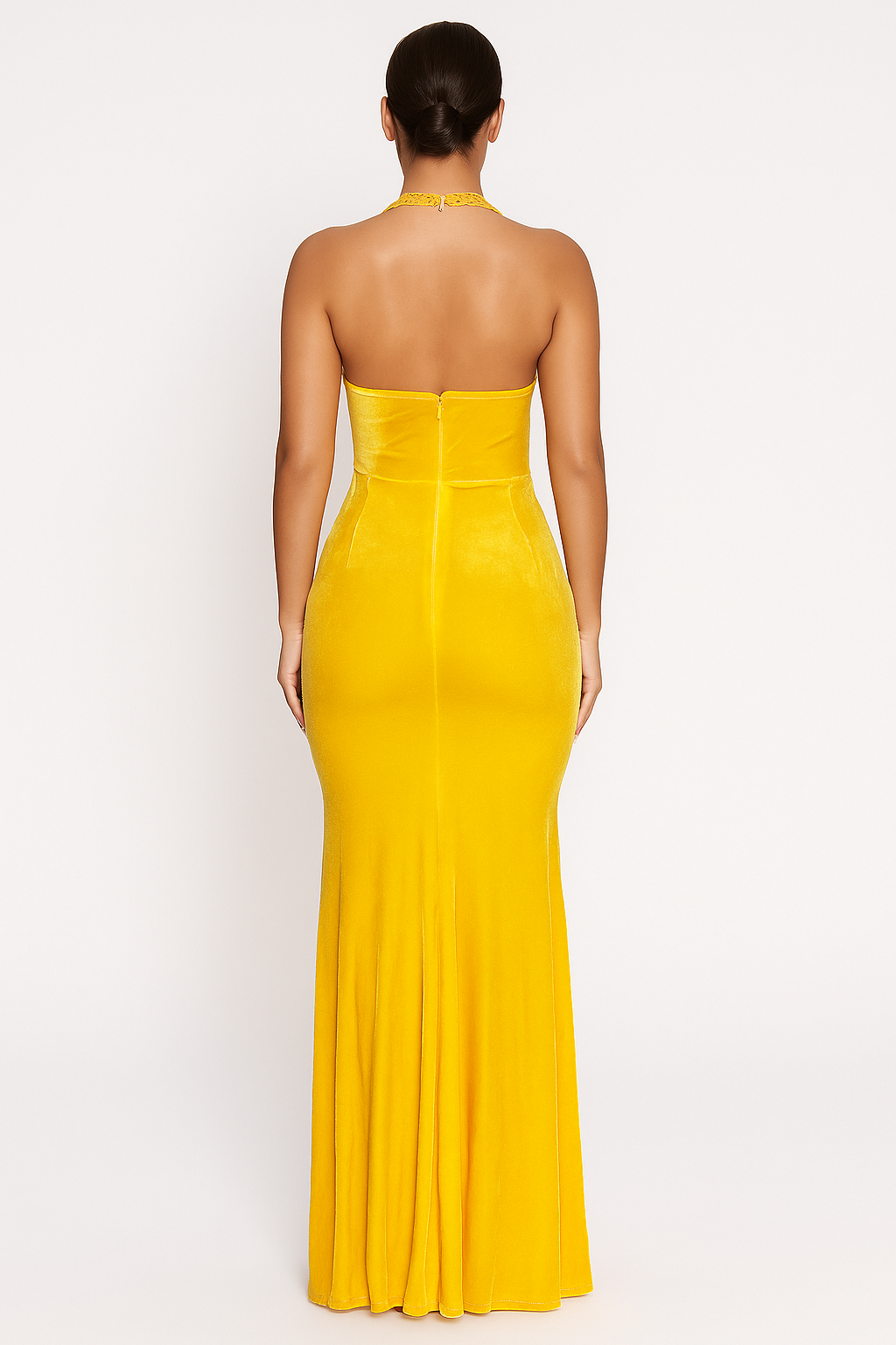 Golden Aura Lace Gown