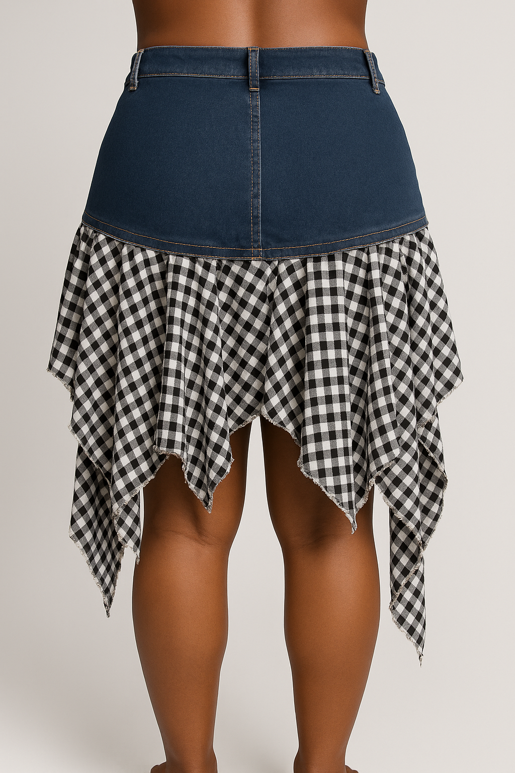 Checkmate Denim Ruffle Skirt